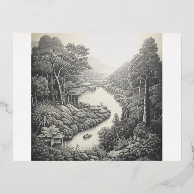 Carte Postale D'invitation À Feuilles D'aluminium Nature 16. (Recto)