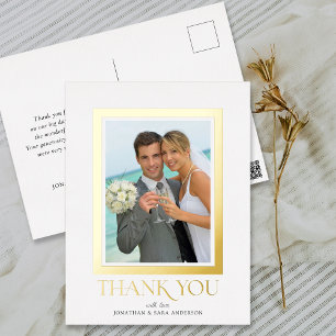 Carte Postale D'invitation À Feuilles D'aluminium Photographie de typographie élégante Mariage Remer