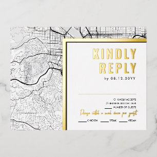 Carte Postale D'invitation À Feuilles D'aluminium Portland, Oregon Love Locator Réponse RSVP