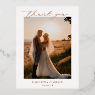 Carte Postale D'invitation À Feuilles D'aluminium Remerciement de mariage élégant classique