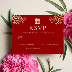Carte Postale D'invitation À Feuilles D'aluminium Réponse RSVP fleur de cerisier de mariage floral r