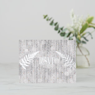 Carte Postale D'invitation À Feuilles D'aluminium Rideau de cascade en argent RSVP