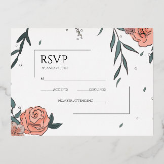 Carte Postale D'invitation À Feuilles D'aluminium RSVP sans précipitation