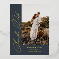 Side Script minimaliste moderne photo Mariage Foil