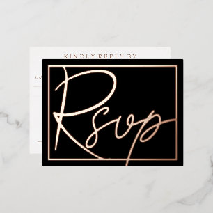 Carte Postale D'invitation À Feuilles D'aluminium Simple moderne ROSE Gold Bordure Mariage RSVP