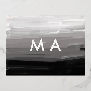 Carte Postale D'invitation À Feuilles D'aluminium Simple monogramme ajouter votre nom lettre man min