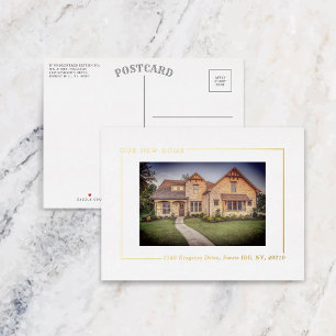 Carte Postale D'invitation À Feuilles D'aluminium Simply Chic Photo New Home Moving Real