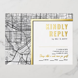 Carte Postale D'invitation À Feuilles D'aluminium St. Paul, Minnesota Love Locator   Réponse RSVP