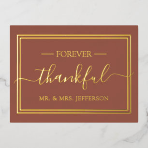 Carte Postale D'invitation À Feuilles D'aluminium Terracotta Moderne Mariage Monsieur et Madame Merc