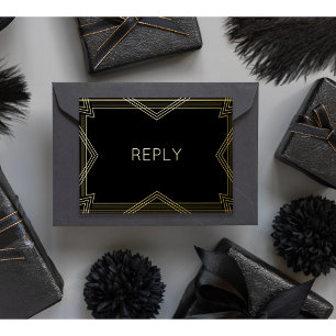 Carte Postale D'invitation À Feuilles D'aluminium Véritable Foil RSVP Art Déco Géométrique Plat d'hu