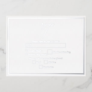 Carte Postale D'invitation À Feuilles D'aluminium Véritable huile d'argent blanc & mariage d'argent