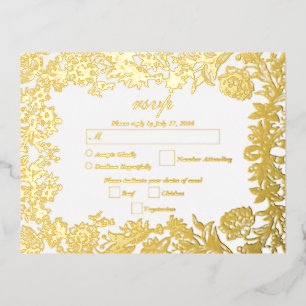Carte Postale D'invitation À Feuilles D'aluminium Véritable huile d'or Floral Mariage botanique RSVP