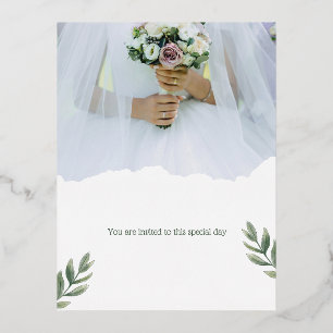 Carte Postale D'invitation À Feuilles D'aluminium Vous êtes invité à ce jour spécial.