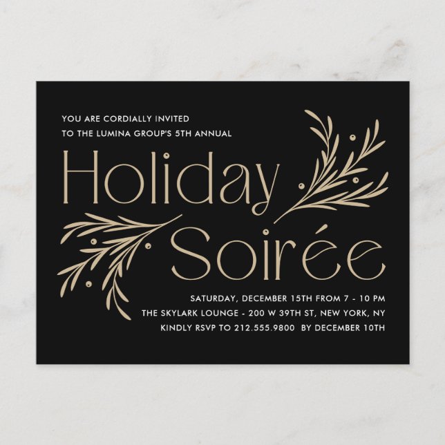 Carte postale d'invitation à une soirée festive de (Devant)