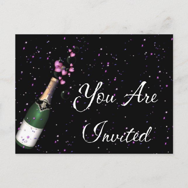 Carte postale d'invitation avec confettis et boute (Devant)
