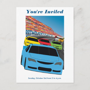 Carte postale d'invitation de partie de voitures