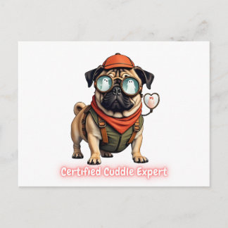 Carte postale d'invitation d'expert en câlins cert