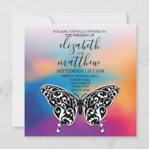 Carte postale d'invitation élégante papillon et co