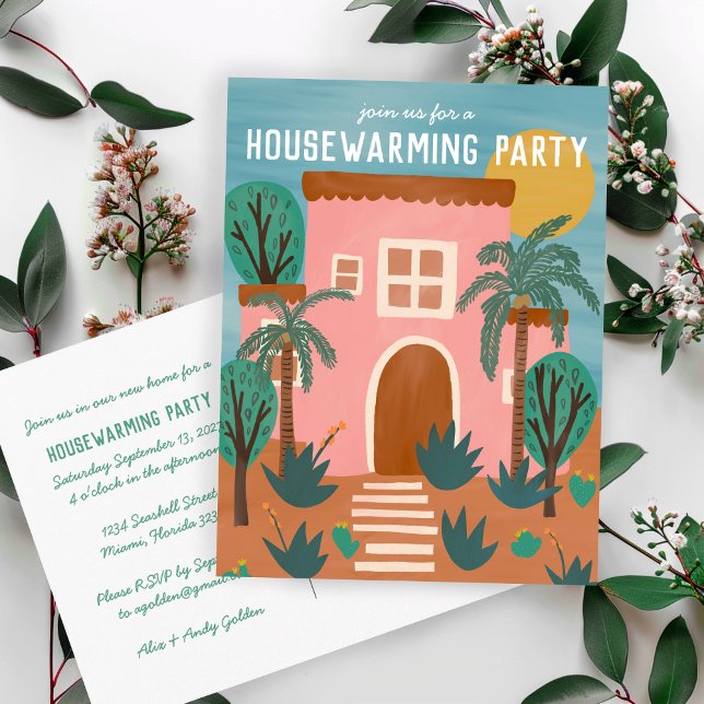 CARTE POSTALE D'INVITATION FÊTE DE PENDRE LA CRÉMA (HOUSEWARMING PARTY Invite New Home Address CUSTOM
Postcard)