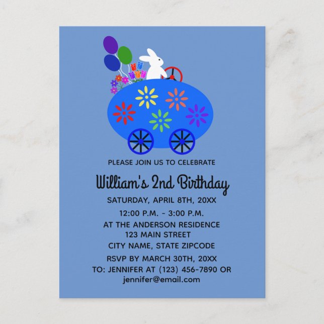 Carte postale d'invitation Lapin de birthday œuf v (Devant)