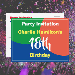 Carte postale d'invitation pour 18 ans