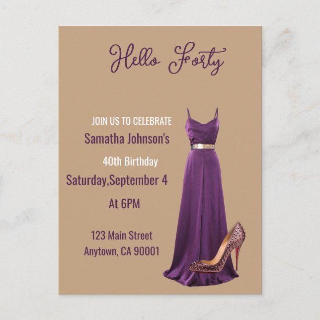 Carte postale d'invitation pour 40 ans  (Devant)