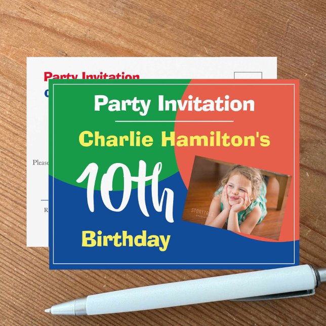 Carte postale d'invitation pour les 10 ans avec ph (Créateur téléchargé)