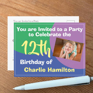 Carte postale d'invitation pour un 12e anniversair