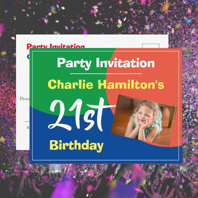 Carte postale d'invitation pour un 21e anniversair (Créateur téléchargé)