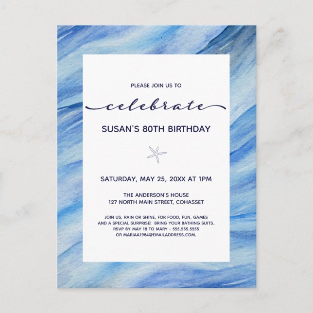 Carte postale d'invitation pour une fête d'anniver (Devant)