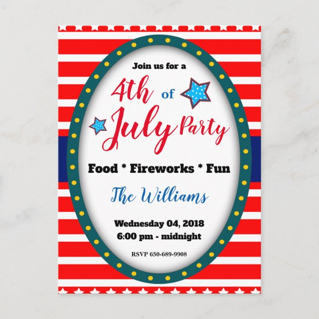 Carte postale d'invitation pour une fête de quarti (Devant)