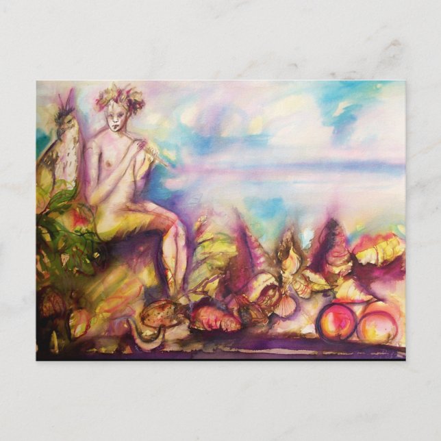 Carte Postale DIONYSUS, jouant de la flûte avec des coquillages  (Devant)