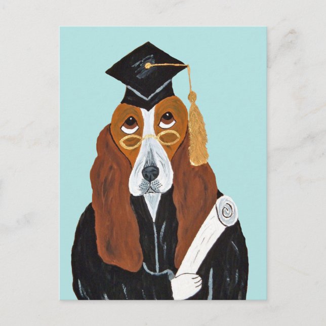 Carte Postale Diplômé Basset Hound (Devant)