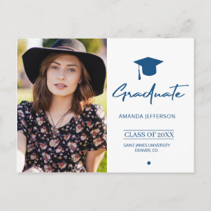 Carte Postale Diplôme bleu classique   Photo de script moderne