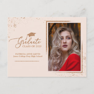 Carte Postale Diplômé Chic Annonce de diplômé Paillettes Rose Go