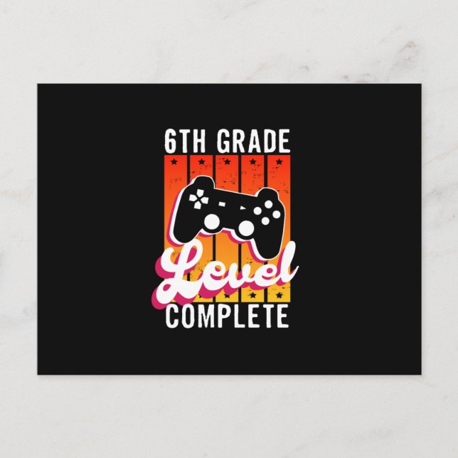 Carte Postale Diplôme de 6e année de gamer (Devant)