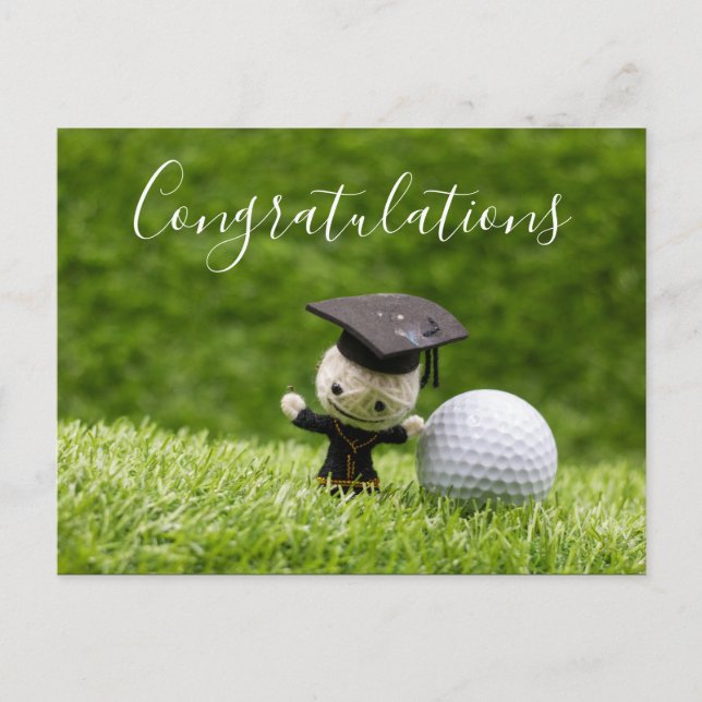 Carte Postale Diplôme de golf avec Félicitations avec balle (Devant)