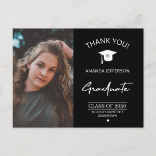 Carte Postale Diplômé de la photo de graduation moderne merci