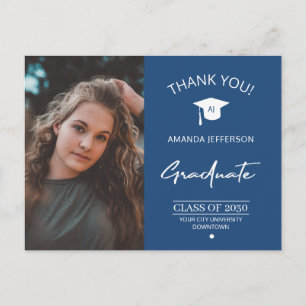 Carte Postale Diplômé de la photo de graduation moderne merci po