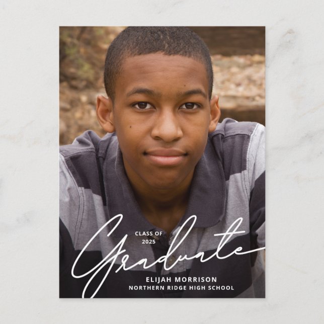 Carte Postale Diplôme de photo de superposition de script blanc  (Devant)