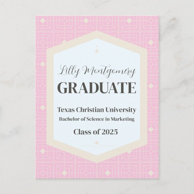Carte Postale Diplôme de photo en beige rose (Devant)