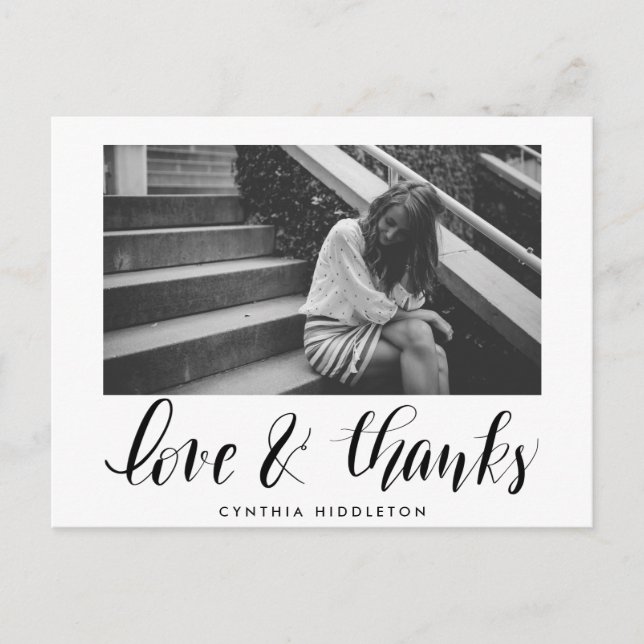 Carte Postale Diplôme Moderne Amour Et Merci Typographie Photo (Devant)