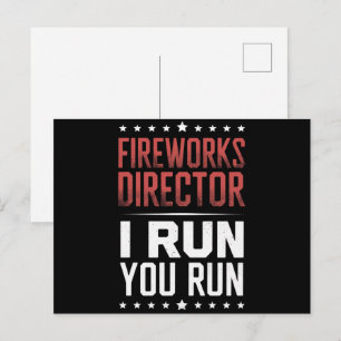 Carte Postale Directeur de Feu d'Artifice Je cours Vous courez D