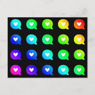 Carte Postale Discours Bubbles I Love You Hearts Colorful Arc-en