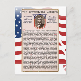 Carte Postale Discours de Gettysburg sur le thème de l'investitu