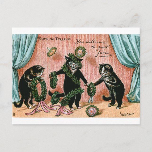 Carte Postale Discours de la Fame Fortune par Louis Wain (Devant)