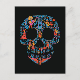 Carte Postale Disney Pixar Coco   Crâne à sucre coloré