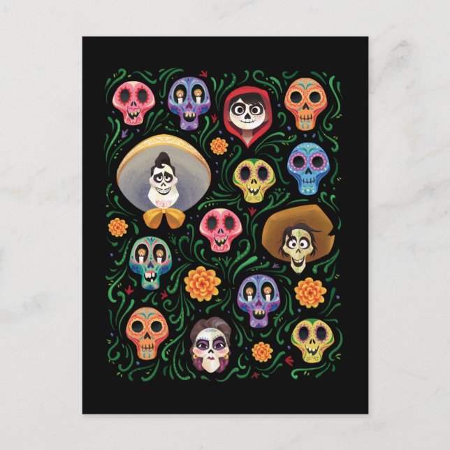 Carte Postale Disney Pixar Coco | Terre des morts - Crâne à sucr (Devant)