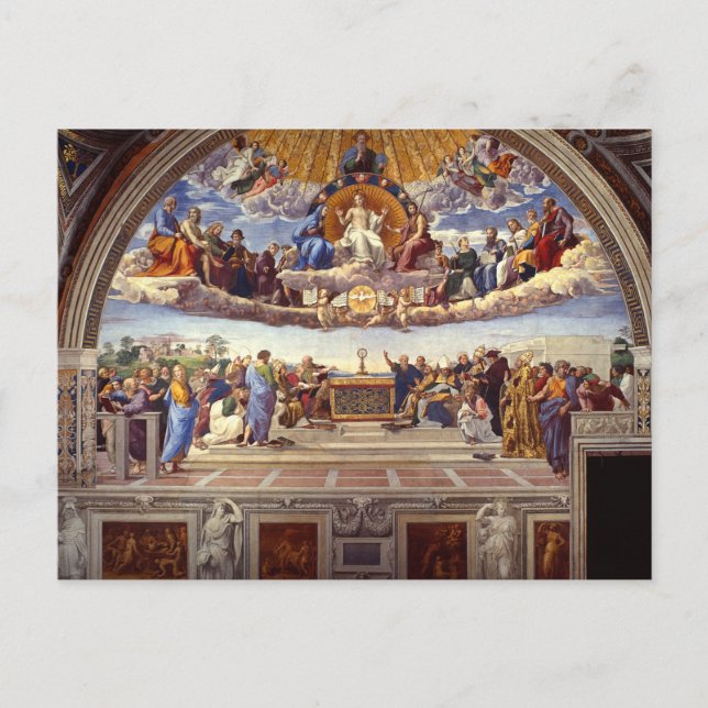Carte Postale Disputation du Saint Sacrement par Raphael (Devant)