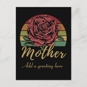 Carte Postale Distante Retro Sunset Rose rouge Mère